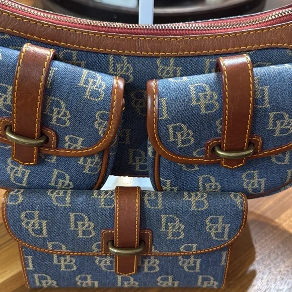 Dooney & Bourke Blue and Brown Shoulder Bag (Bag Only) - Picture 2 of 5